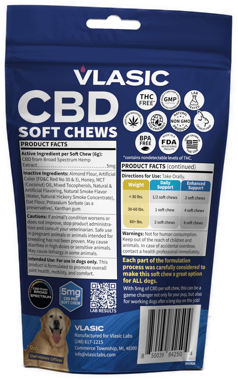 Vlasic - Beef - CBD Dog Chews - Broad Spectrum - 150mg (30pk