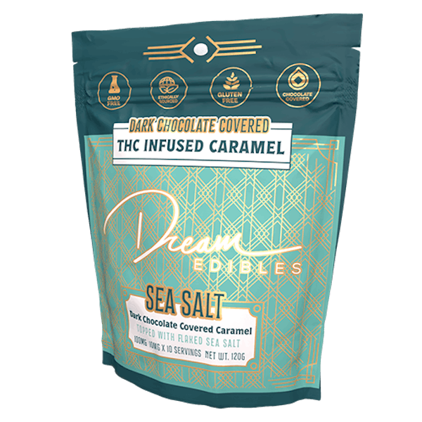 Dream Edibles | Dark Chocolate Covered Sea Salt Caramels | 100mg