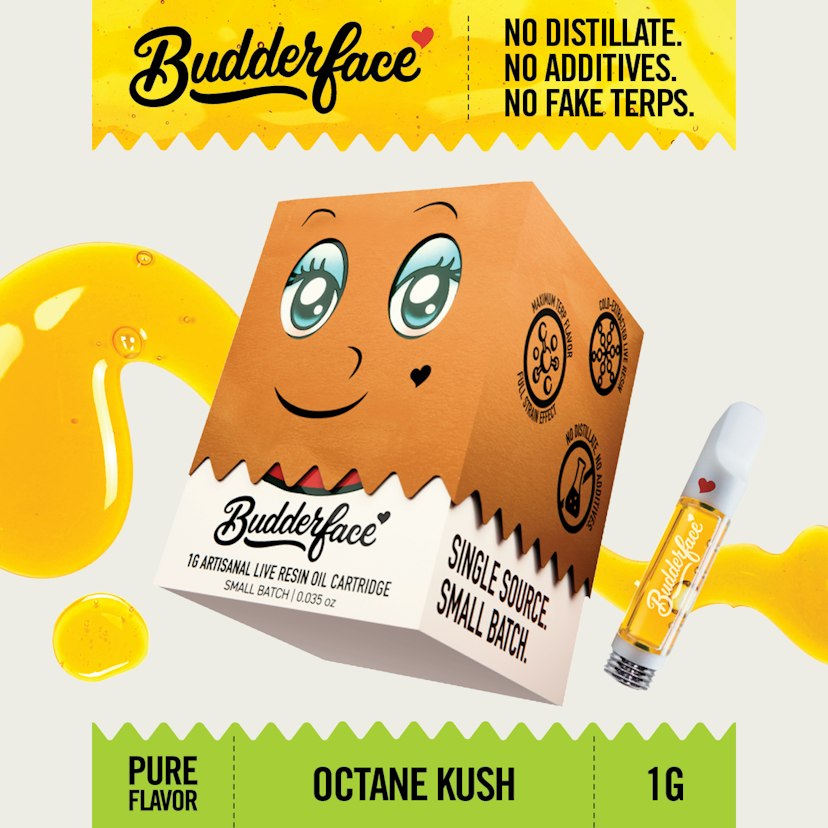 BUDDERFACE | Octane Kush | 1G | Artisanal Live Resin 510 Vape Cart