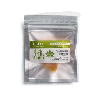 High Falls Hemp Focus/Empower Citrus Ginger 4pk 100mg CBD Gummies
