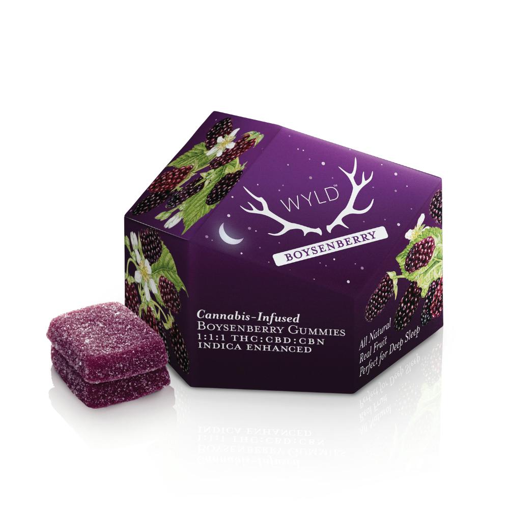 Product Boysenberry 1:1:1 CBD:CBN + Indica Enhanced Gummies