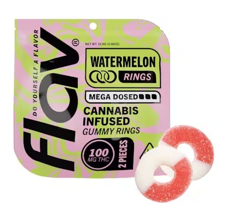 Watermelon Rings | 100mg Per Pack | 2 Pack Gummies | Flav