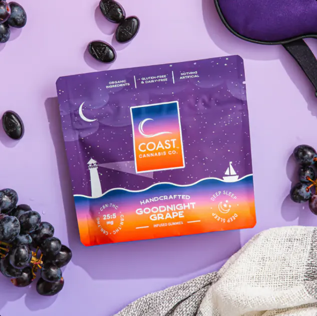 Coast Cannabis CO. Goodnight Grape 25:5 Infused Gummies (CBN:THC