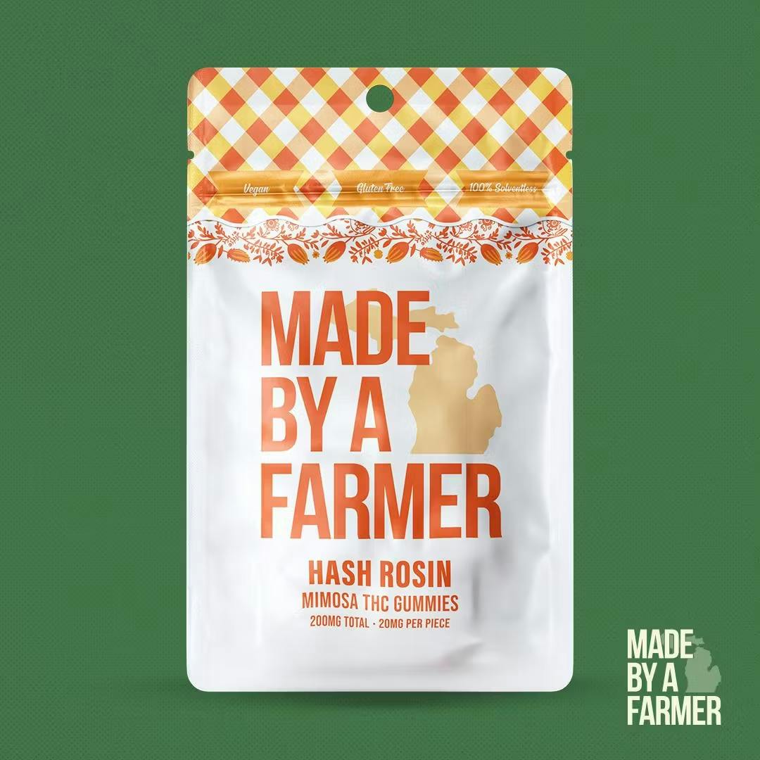 Product: Made By A Farmer | Mimosa | Hash Rosin Infused Gummies | 200mg | Sativa