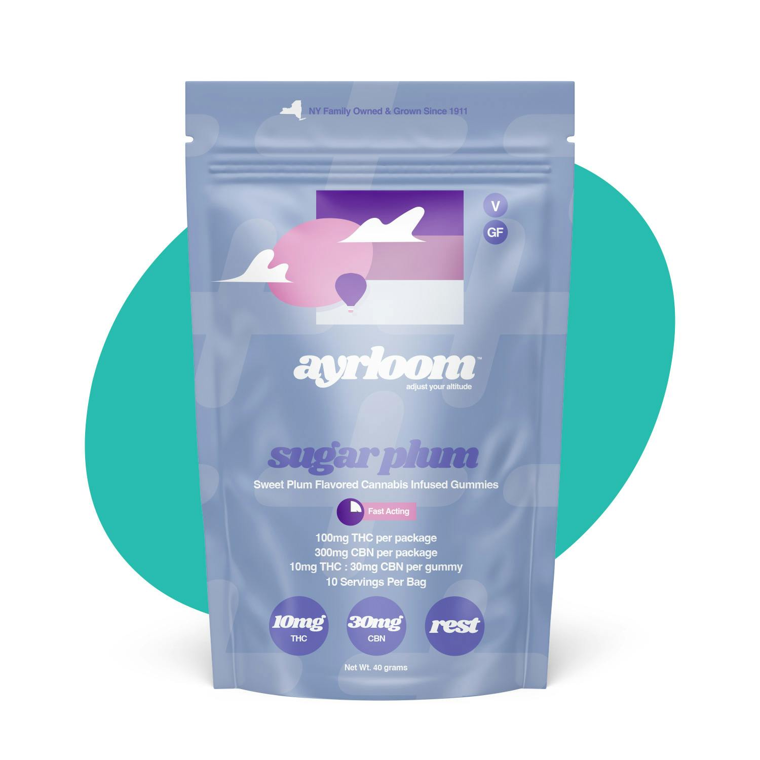 Ayrloom | Sugar Plum | 2:1 THC : 5MG CBN 10 Pack