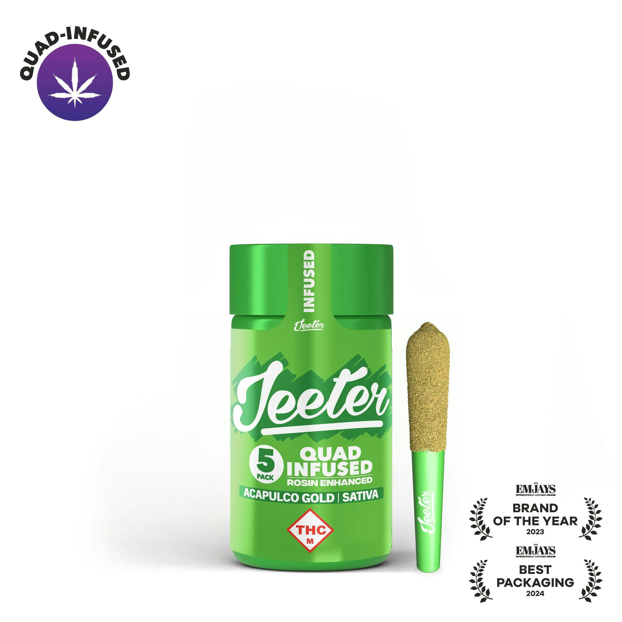 Jeeter - 5-Pack .5g Quad Infused Prerolls - Acapulco Gold