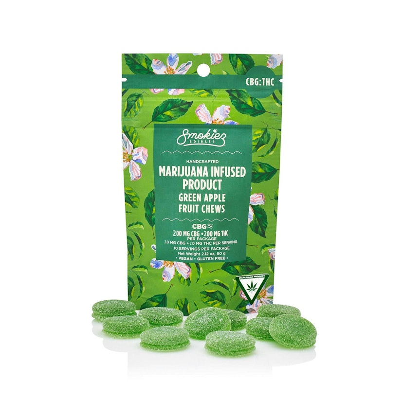 Smokiez | 200mg 1:1 THC/CBG Gummies | Sweet Green Apple Fruit