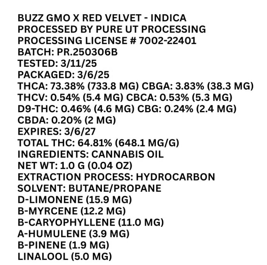 Buzz GMO x Red Velvet Live Resin Badder
