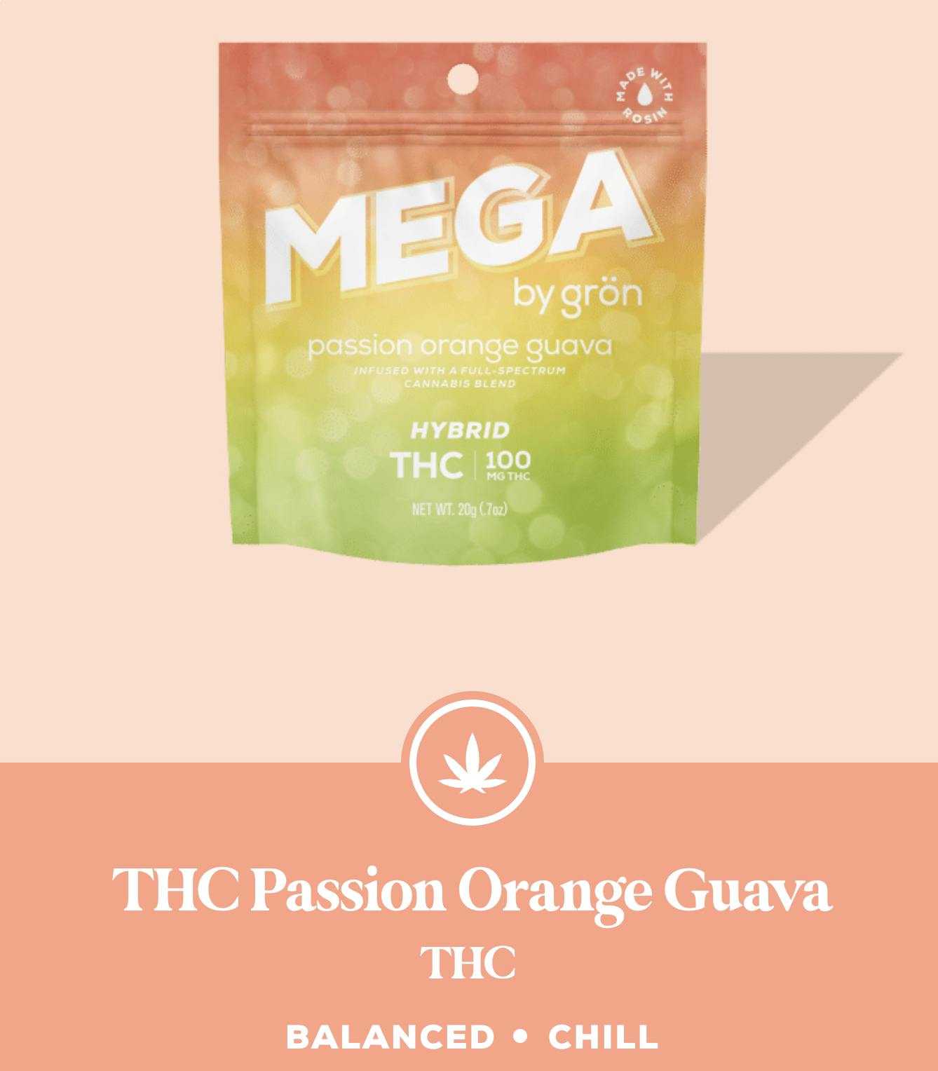 Product Mega Pearl | Passion Orange Guava (H) | 100mg | Gron