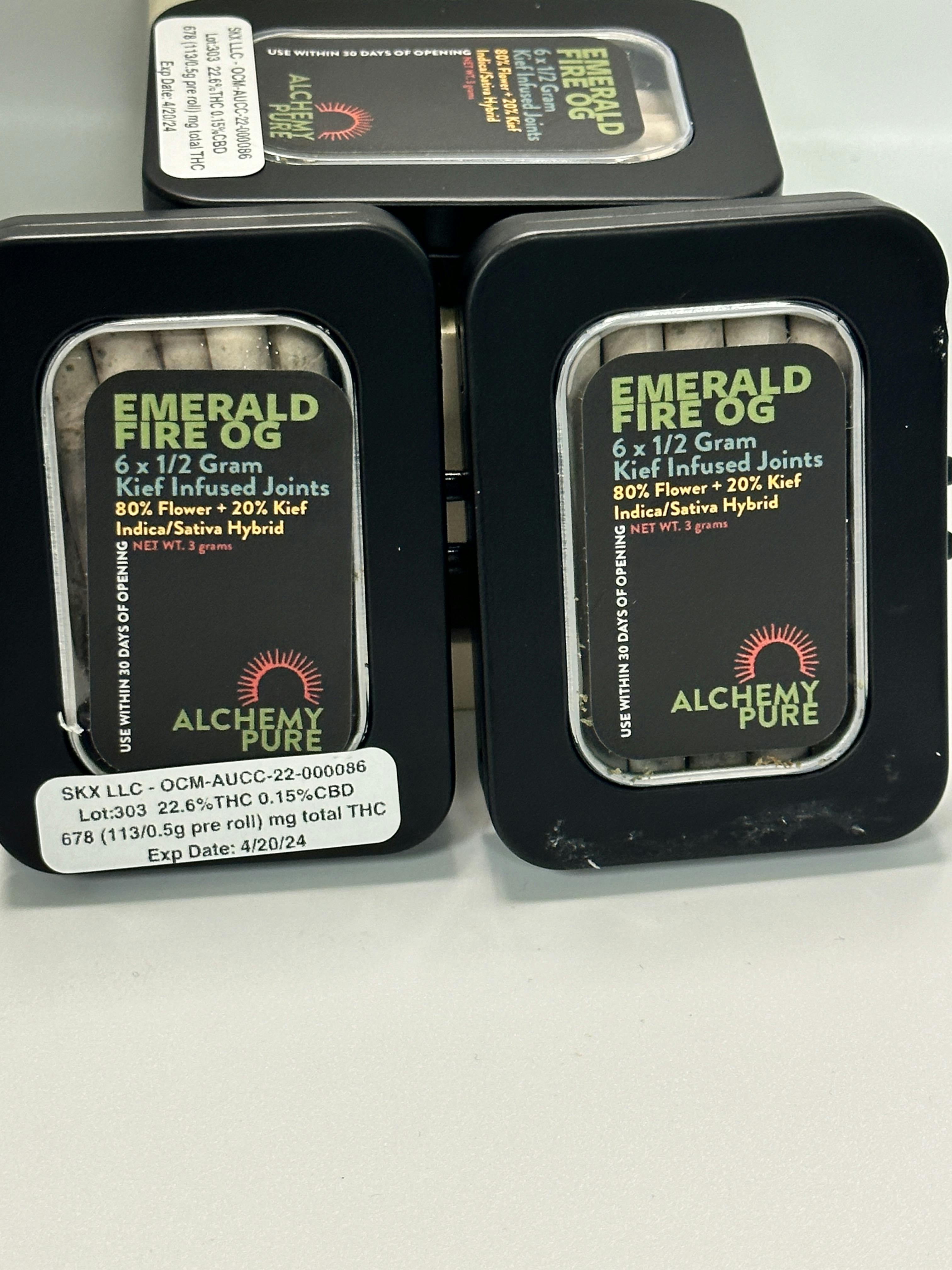 Alchemy Pure Emerald Fire OG Kief infused Pre Rolls 6pk Just