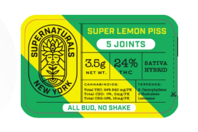Super Lemon Piss | Pre roll 5 Pack | Sativa Dominant | Super Naturals