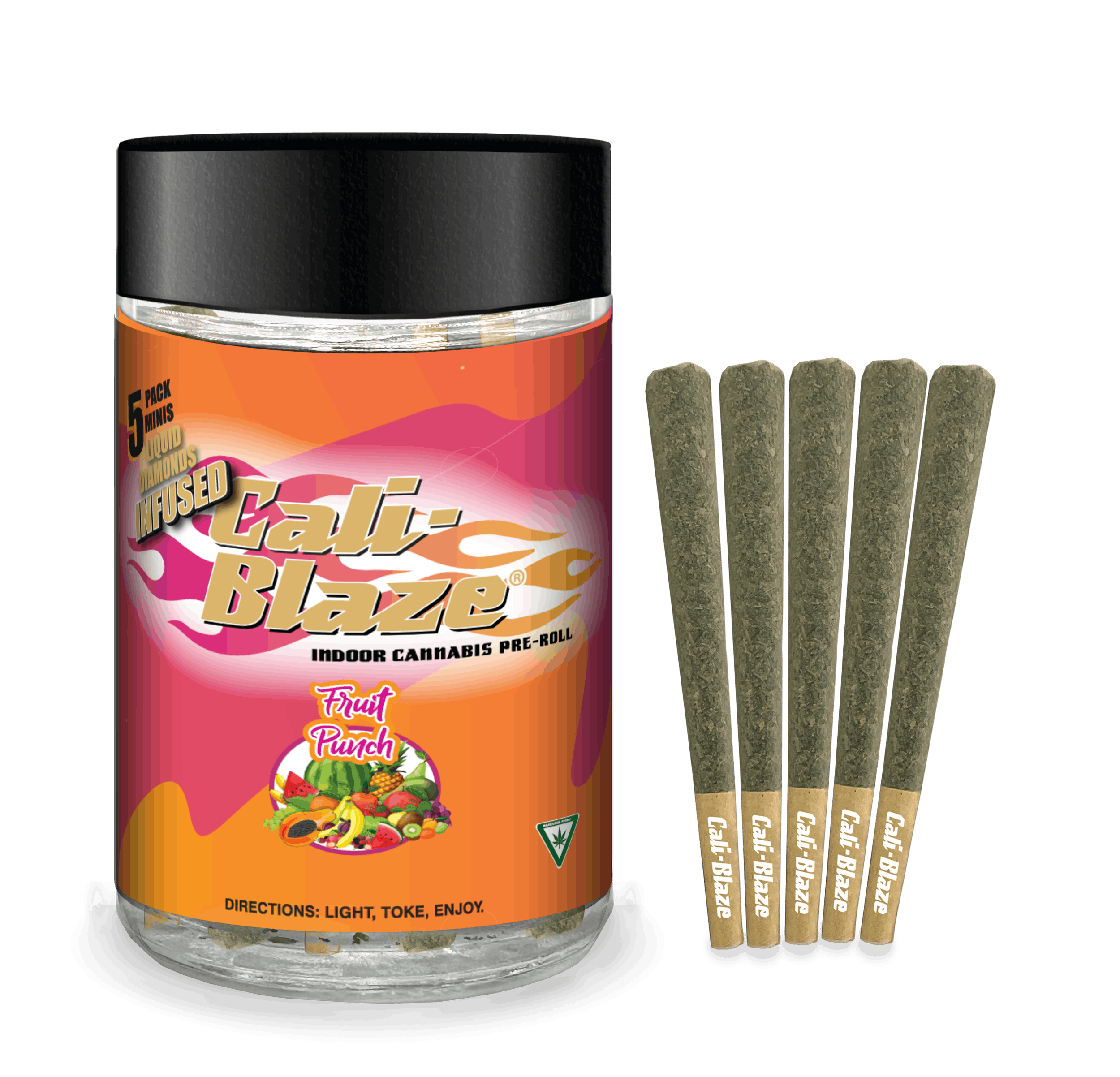 Cali-Blaze - 5-Pack .7g Infused Prerolls - Fruit Punch