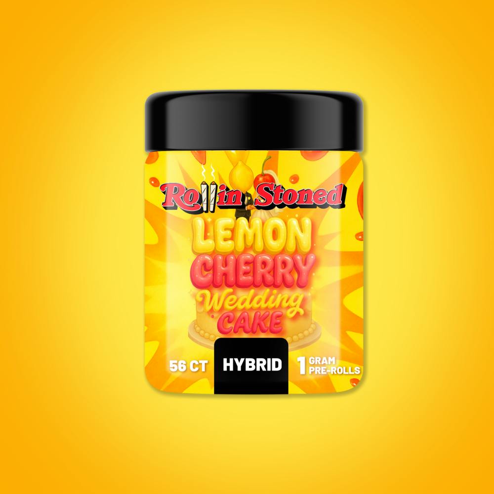 Rollin Stoned - 56-Pack 1g Prerolls - Lemon Cherry Wedding Cake