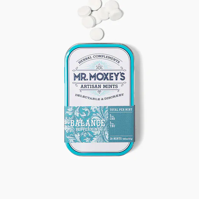 Mr. Moxey's Mints Balance Peppermint 1 CBD : 1 THC 20pk/100mg (hybrid, 2.8g)