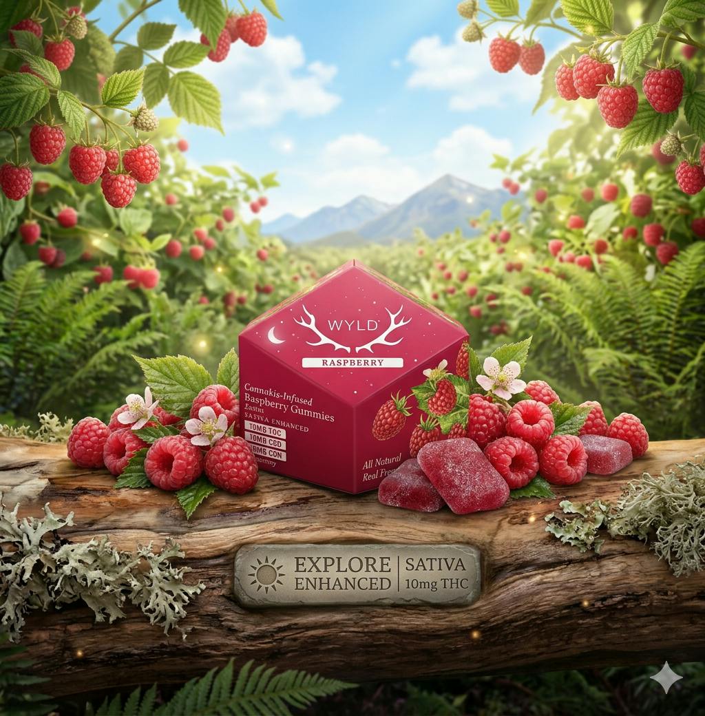 Product Wyld | Raspberry | Sativa Enhanced Gummies | 10ct | 100mg
