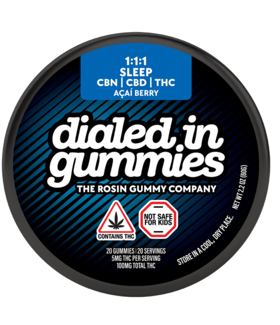 Product Dialed In Innovation | Acai Berry 1:1:1 CBN:CBD:THC | Rosin Gummies | 100mg