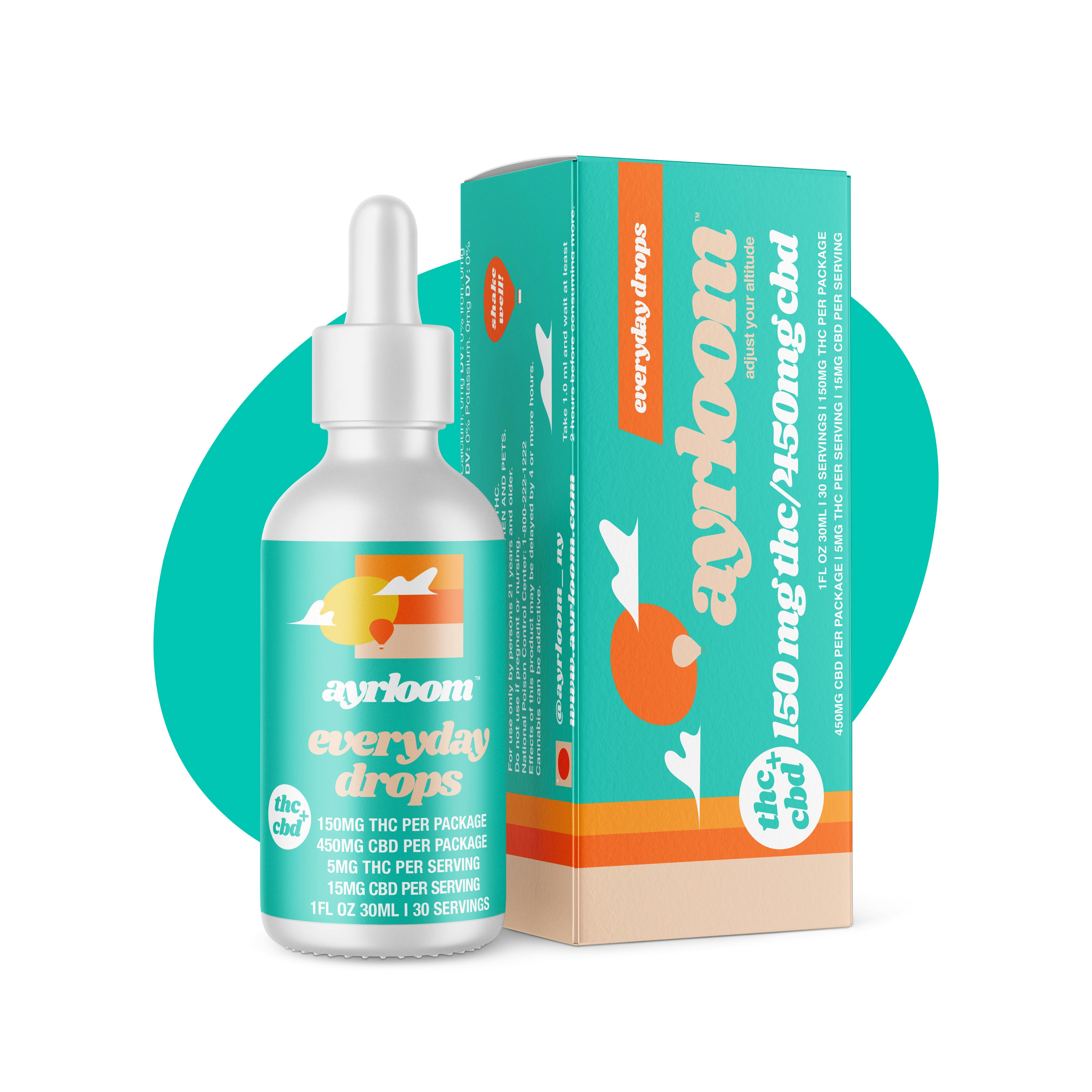 Ayrloom | Low Dose Everyday Drops | 150MG THC : 400MG CBD