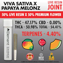 Element x Ghost Cannabis - 1g Live Resin Joint - Viva Sativa x Papaya Melonz