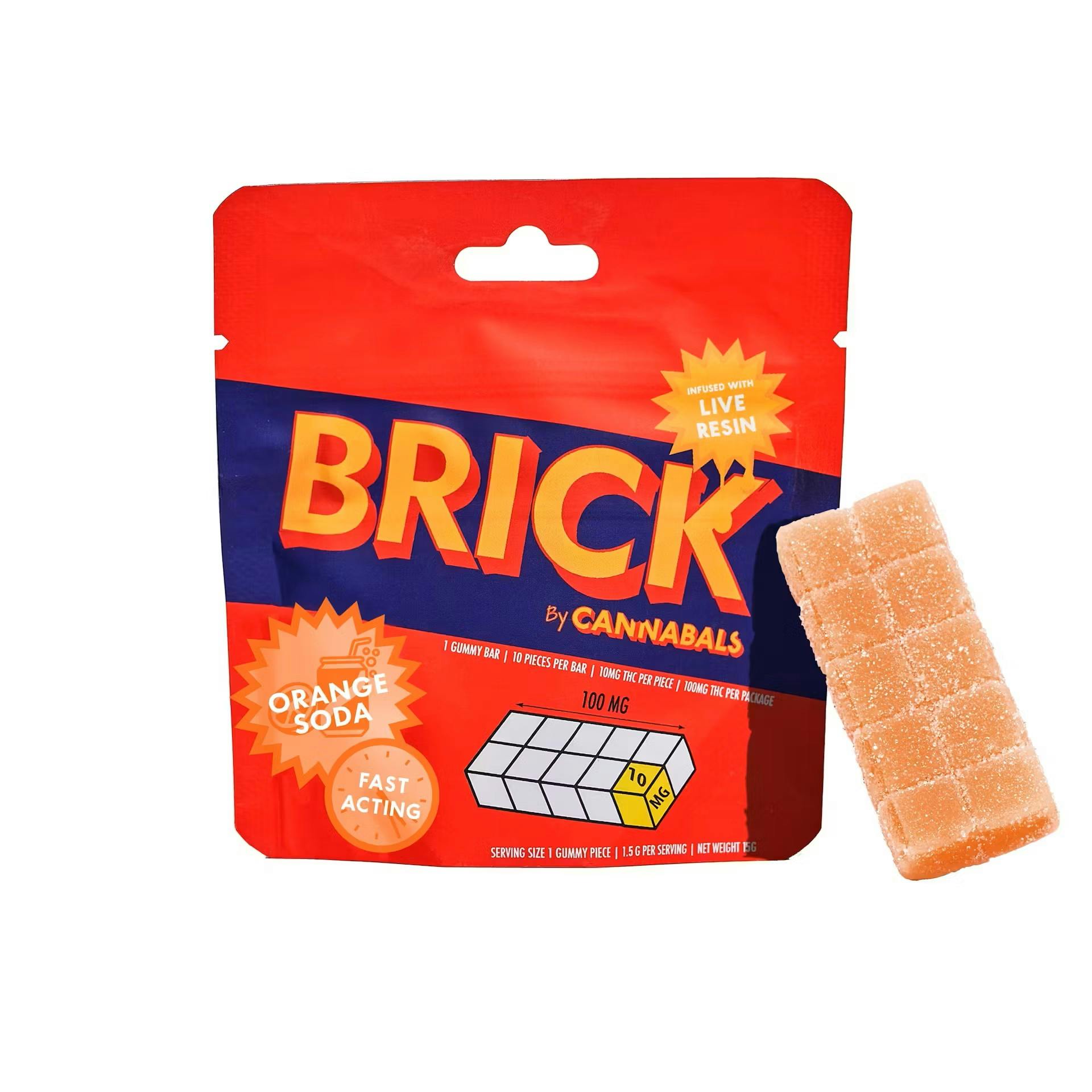 Product Live Resin Infused Gummies Brick | Orange Soda (H) | 10mg | Cannabals