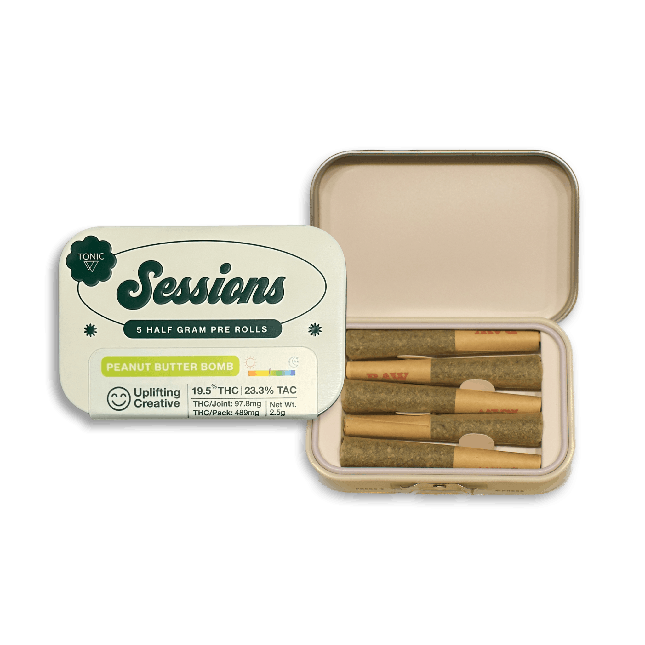 Sessions-5pk Pre-rolls-Peanut Butter Bomb