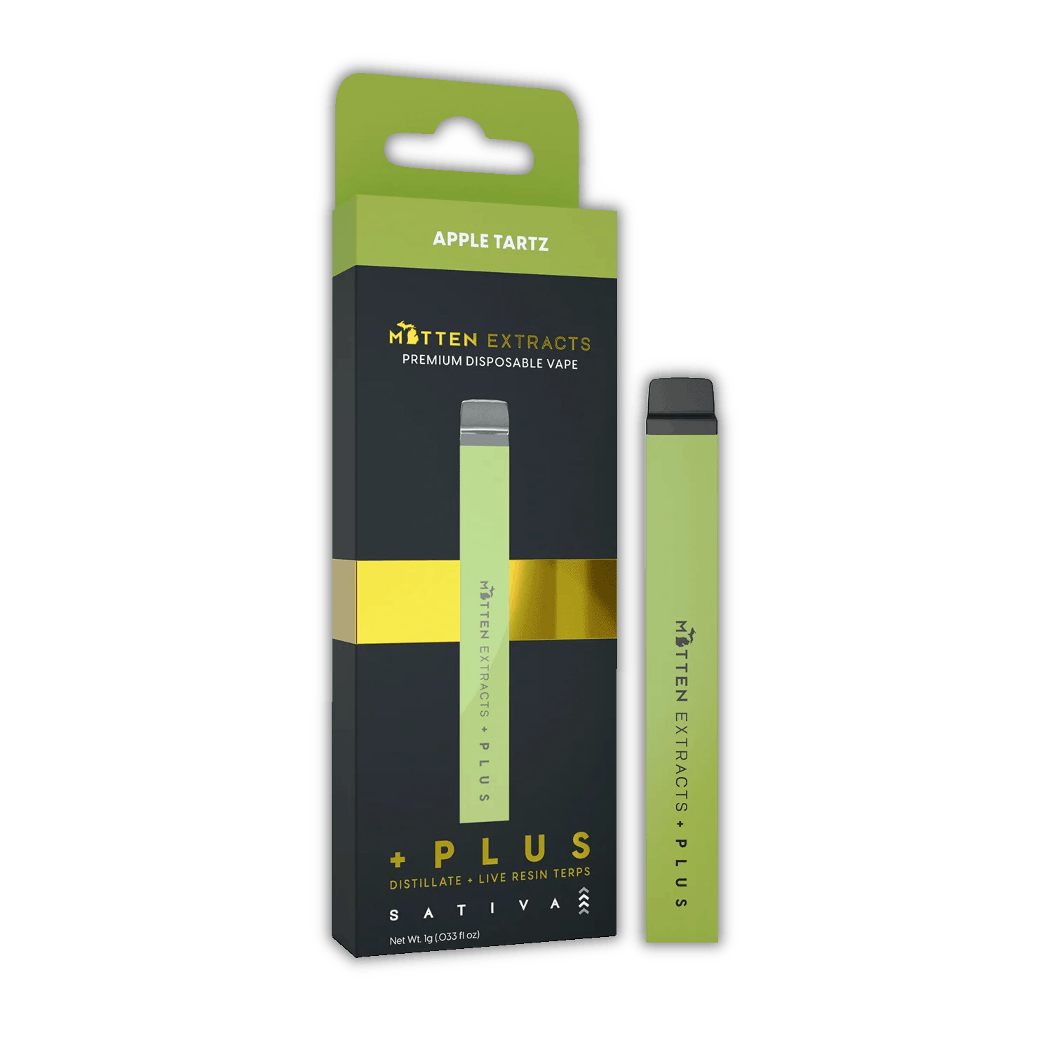 Product: Mitten Extracts | PLUS Disposable Vape - 1g - Apple Tartz (Sativa)