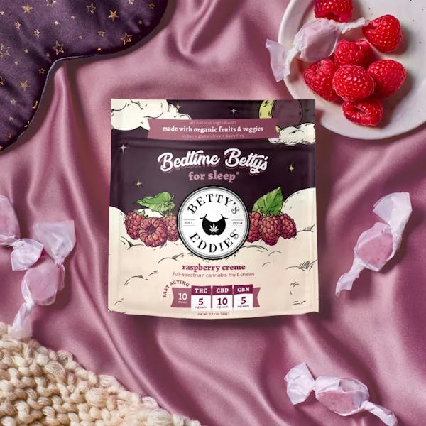 Bedtime Betty's Raspberry Creme 1:2:1 (THC:CBD:CBN) - 10pk 50mg - Betty's Eddies Fruit Chews