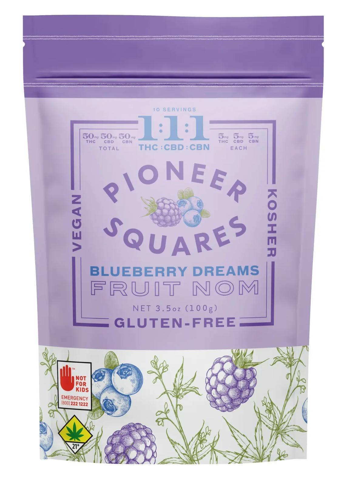 Blueberry Dreams THC:CBD:CBN Fruit Noms, 10-Pack | High End Market