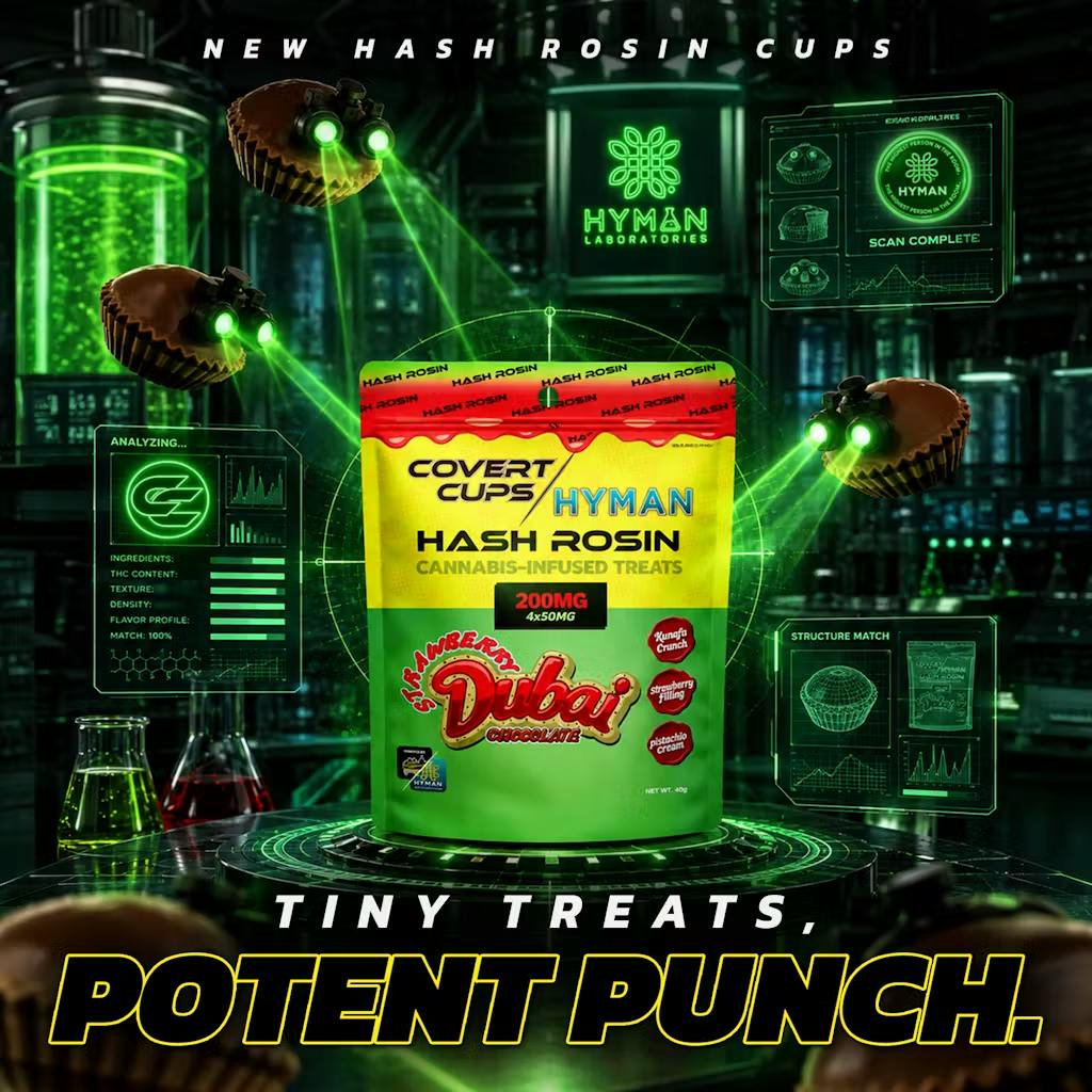 Covert Cups x HYMAN - 200mg Hash Rosin Cups - Strawberry Dubai