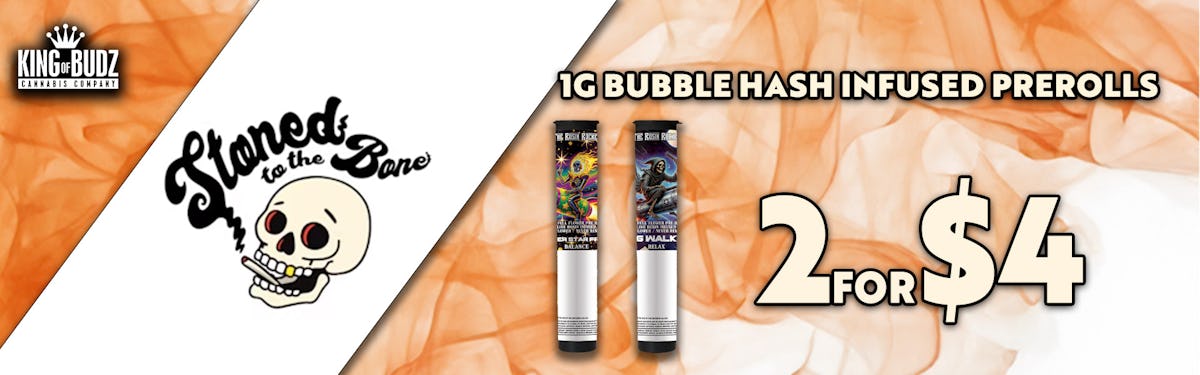 Stoned to the Bone - 1g Bubble Hash Infused Prerolls 2/$4