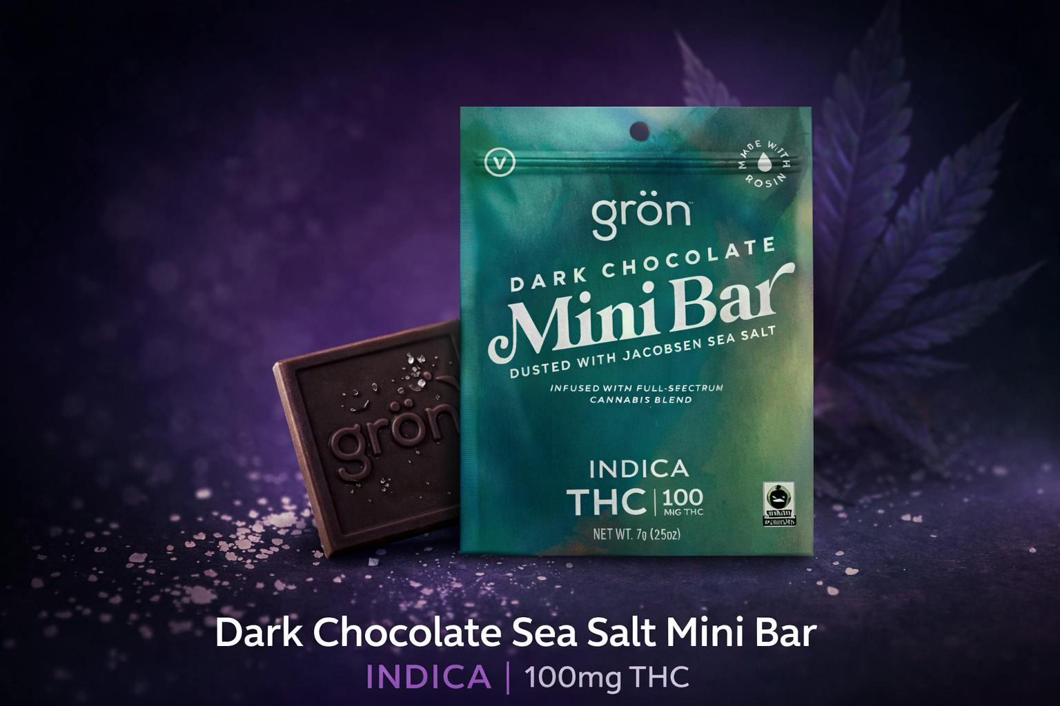 Product Gron | Dark Chocolate Sea Salt Mini Bar | Chocolate | 100mg