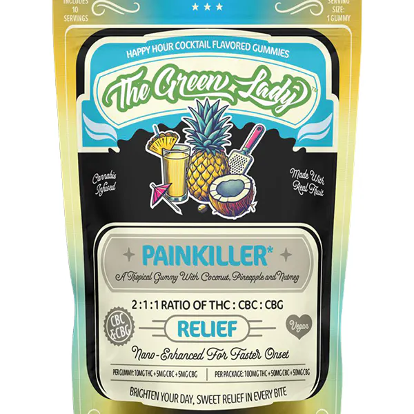 The Green Lady | Painkiller | 10 pack 100mg Relief Gummy THC:CBC