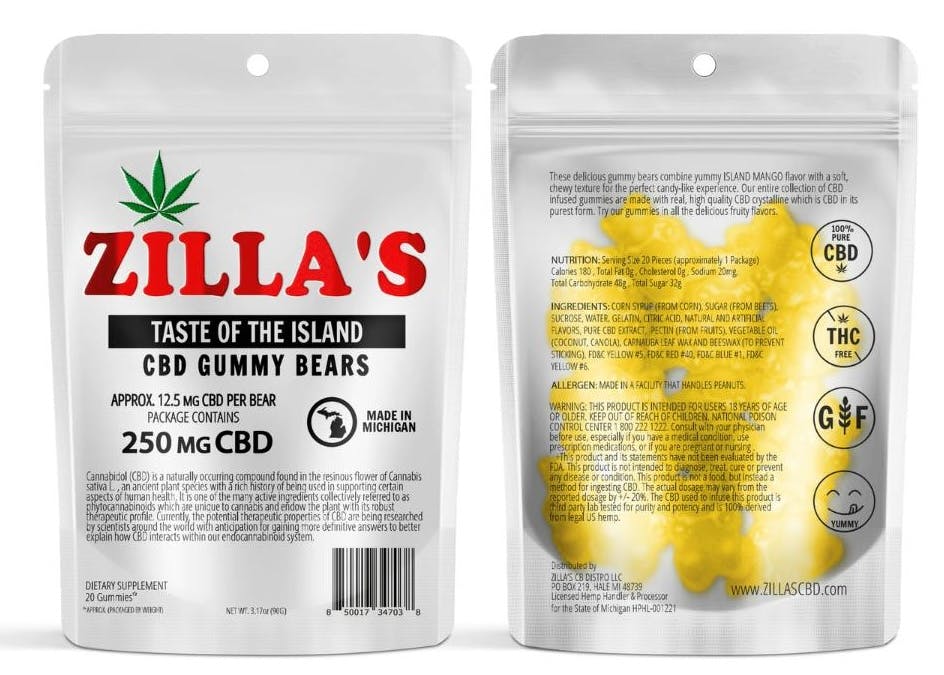 Buy Zilla's - 250mg CBD Gummy Bears - Taste Of The Island Cbd