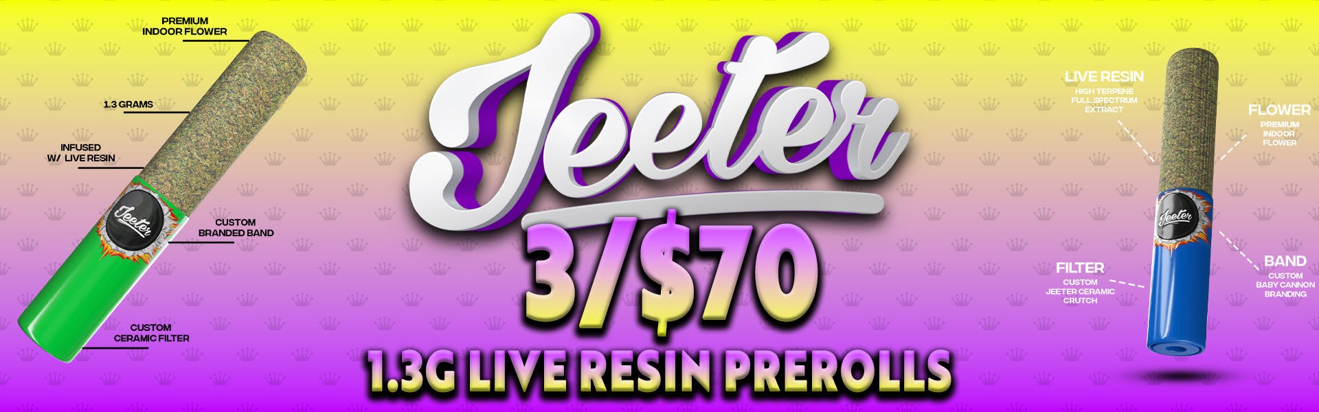 Jeeter - 1.3g Live Resin Cannon Preroll - 3/$70