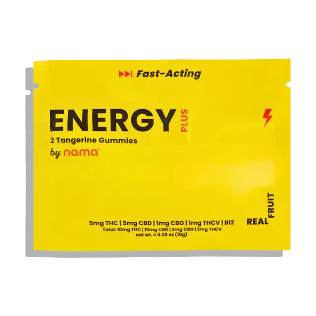 Nama Gummies Energy Tangerine 5 THC : 5 CBD : 1 CBG : 1 THCV : B12 2pk/10mg (sativa, 0.28g)