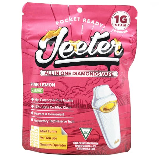 Jeeter Pink Lemon Jeeter All In One Diamonds Vape | Pocket Ready | 1g |  Hybrid