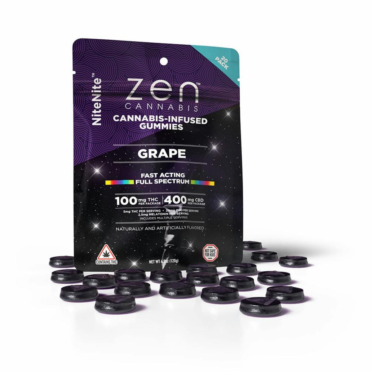 Product Nite Nite Grape Melatonin Gummies 4:1 CBD:THC | Edibles | 500mg