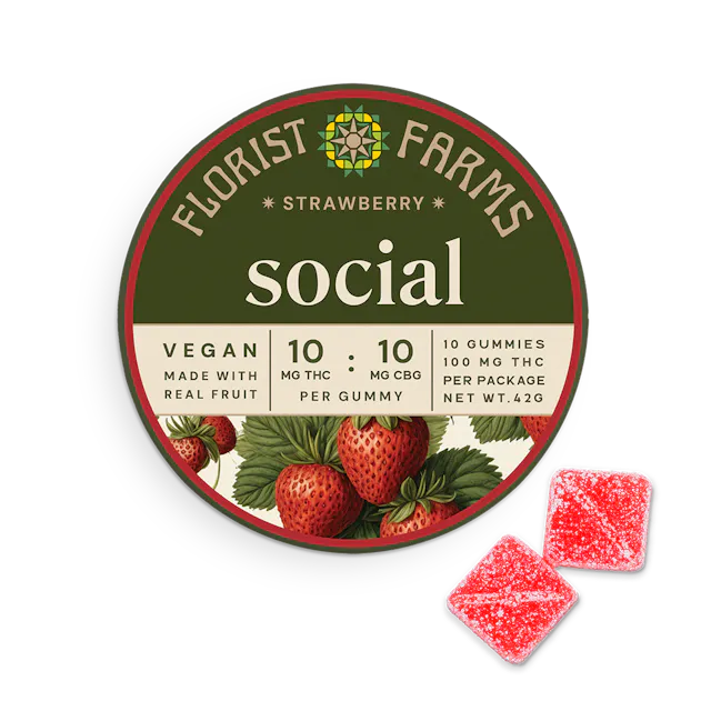 Florist Farms Florist Farms | Strawberry CBG:THC Gummies 100mg