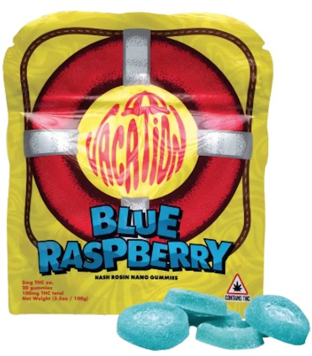 Vacation Blue Raspberry Hash Rosin Gummies 100mg 20pk .1g Edibles ...