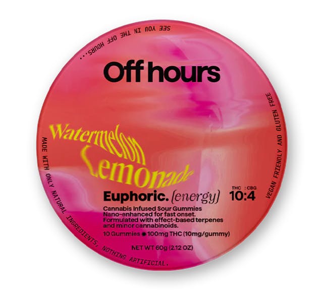 Euphoric | Watermelon Lemonade | 100mg THC | Gummies | 10 Pack | Off Hours