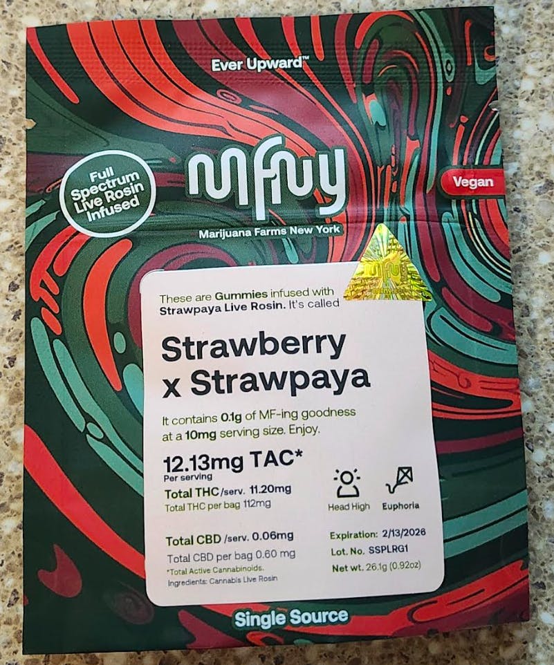 Strawberry x Strawpaya | Live Rosin Gummies | 100mg | Sativa Dominant | MFNY