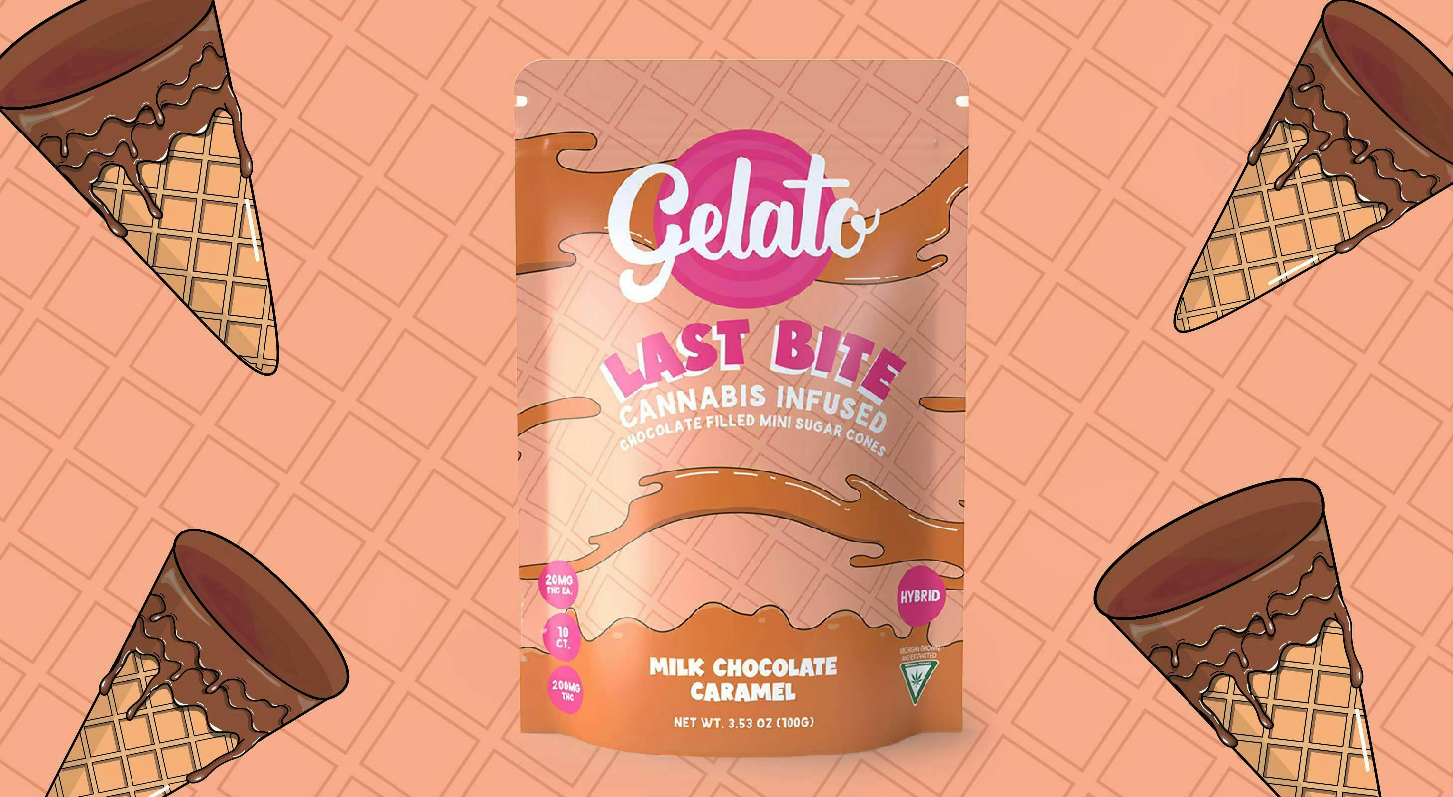 Product: GELATO | MILK CHOCOLATE CARAMEL - LAST BITE CONES | 10PK | 200MG