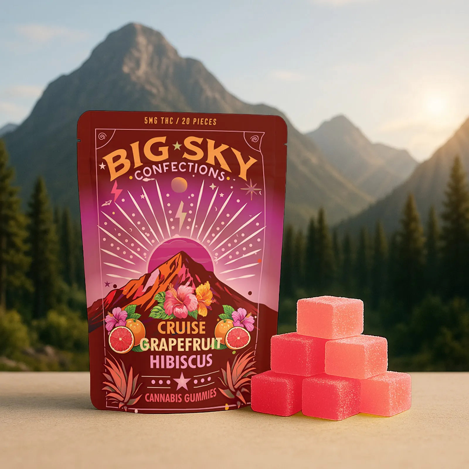 Cruise | Grapefruit Hibiscus | BIG SKY Gummies | 5mg 20pk | Solar
