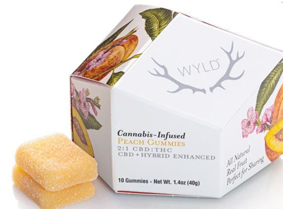 Wyld Gummies Peach 50mg THC:100mg CBD 10 pack | Verdes Cannabis - SF Plaza