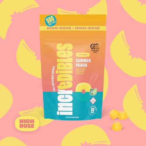 Summer Peach High Dose | Gummies | 10 pack | 500mg THC-active
