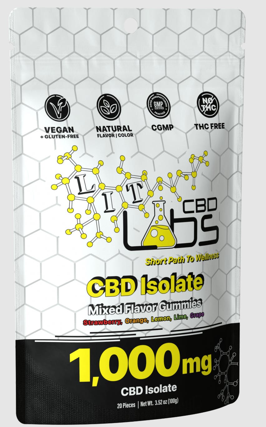 Lit Labs | Mixed Flavor | 1000mg (20x50mg) CBD Isolate Gummies