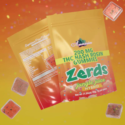 Amnesia - 200mg Zerds Hash Rosin Gummies - Jungle Juice