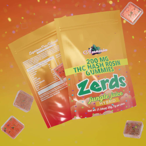 Amnesia - 200mg Zerds Hash Rosin Gummies - Jungle Juice