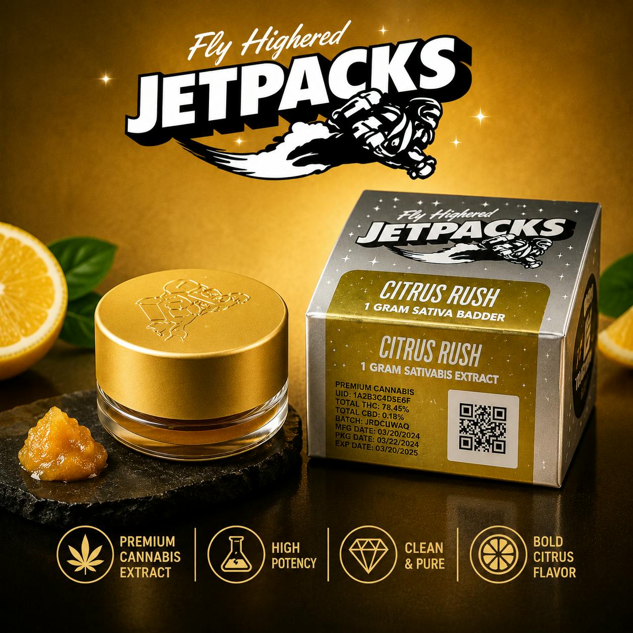 Jetpacks - 1g Cured Resin Badder - Citrus Rush