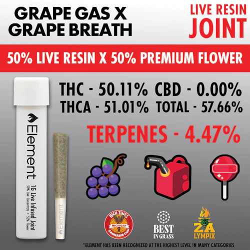 Element x KAI - 1g Live Resin Joint - Grape Gas x Grape Breath