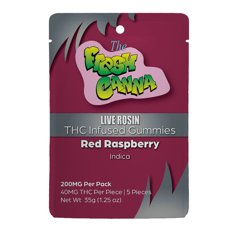 Fresh Canna | 200mg Live Rosin Gummies | Red Raspberry (Indica)